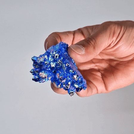 Kuartzo Natural Hobetu Ertaina - Aqua Aura Halo Kuartzoa (gutxi gorabehera 100-150 g, 7-10 cm)