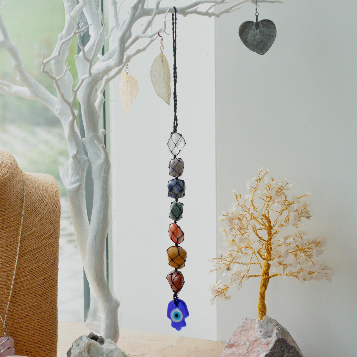 Chakra Stone Pendant - Hamsa