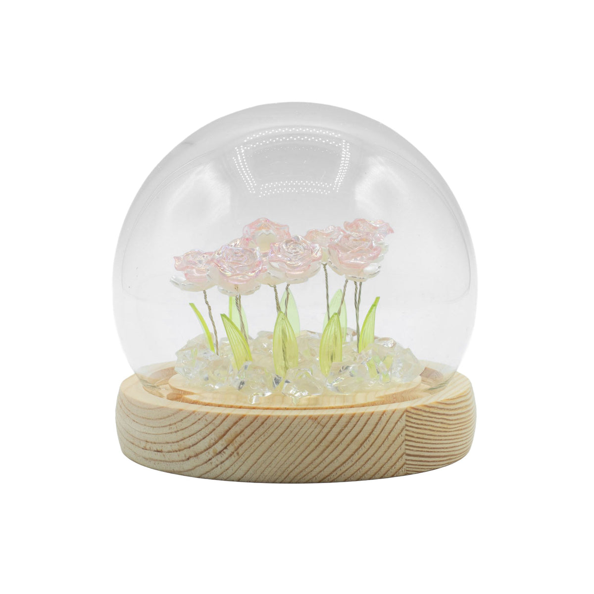 Domo de jardim Floral Glow - 10 rosas cor-de-rosa - LED USB