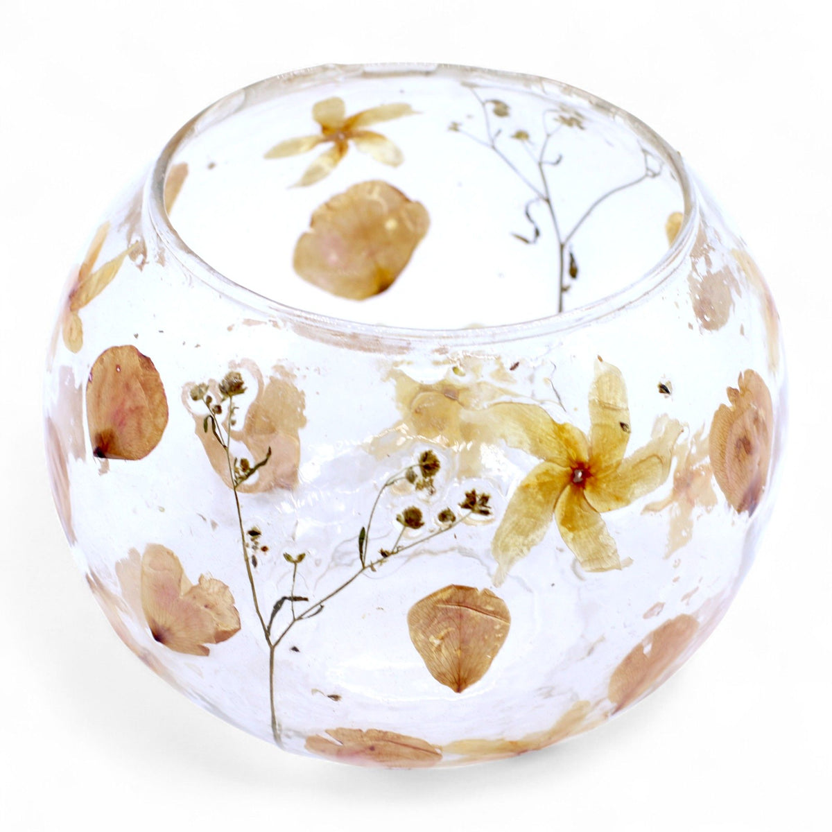 Castical de Vidro floral natural - Taça grande rosa - (12x13cm)