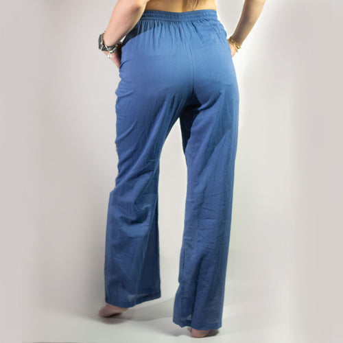(ML) Coleção Nómada Sari Mediterrâneo - Calças - Design de Olho Turco em Azul Rico e Dourado