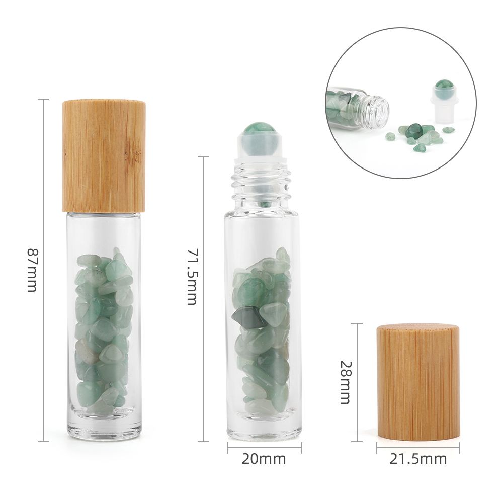 Edelstein-Rollerflasche für ätherische Öle - Aventurin - Holzdeckel